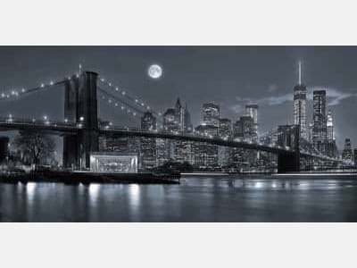 Fototapeta Księżyc nad Nowym Jorkiem w nocy