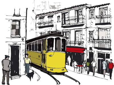 Fototapeta Rysunek żółtego tramwaju