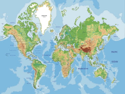 Fototapeta Fizyczna mapa świata
