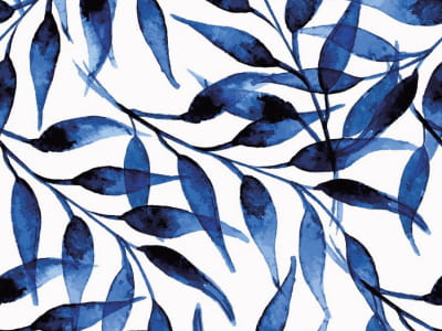 Fototapeta Akwarela niebieskie liście
