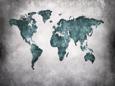 Fototapeta Mapa świata na betonie