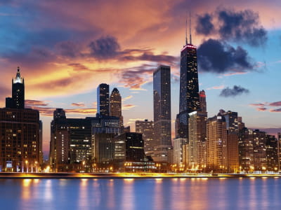 Fototapeta Wieżowce w Chicago nocą