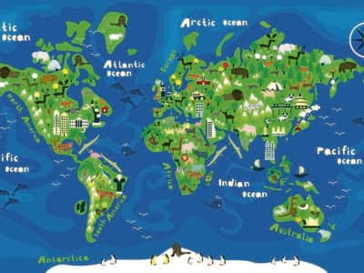 Fototapeta Mapa geograficzna dla dzieci