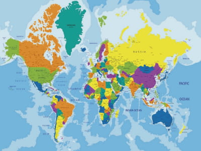 Fototapeta Jasna mapa świata