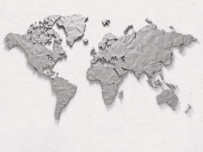 Fototapeta Srebrna mapa świata 3D