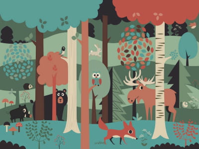 Fototapeta Zwierzęta w tajemniczym lesie