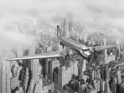 Fototapeta Samolot pasażerski nad miastem