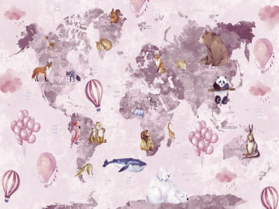 Fototapeta Różowa mapa świata