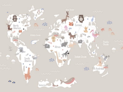 Fototapeta Zwierzęta na mapie świata