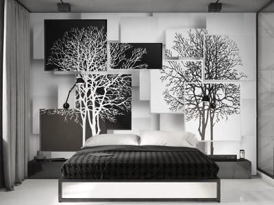 Fototapeta Czarno-białe drzewa
