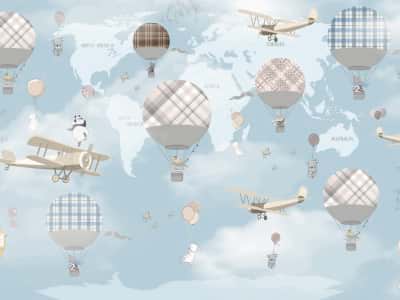 Fototapeta Balony i samoloty na mapie