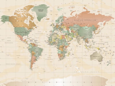 Fototapeta Mapa kontynentów i oceanów