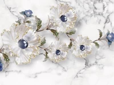 Fototapeta Luksusowe kwiaty na marmurze