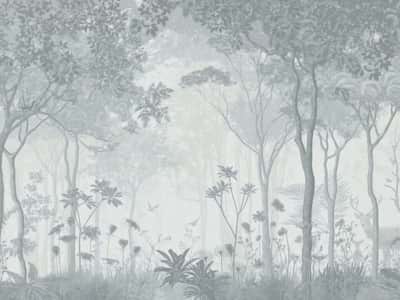 Fototapeta Mgła w szarym lesie