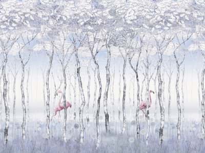 Fototapeta Flamingi w wiosennym lesie