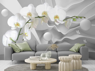 Fototapeta Biała orchidea i abstrakcja