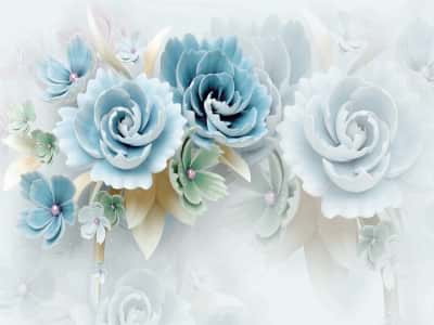Fototapeta Wolumetryczne niebieskie kwiaty