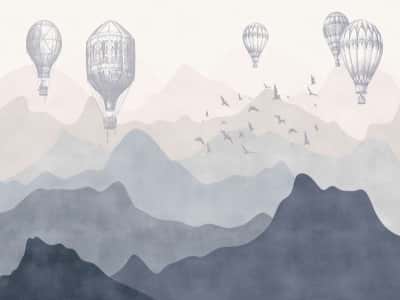 Fototapeta Balony nad błękitnymi górami