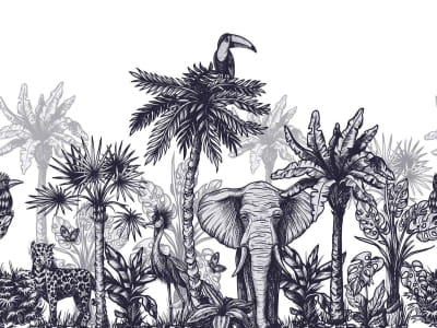 Fototapeta Rysunek zwierząt w tropikach