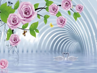Fototapeta Róże w tunelu 3D