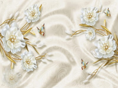 Fototapeta Cenne kwiaty na tkaninie