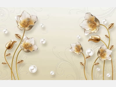 Fototapeta Złote tulipany i perły