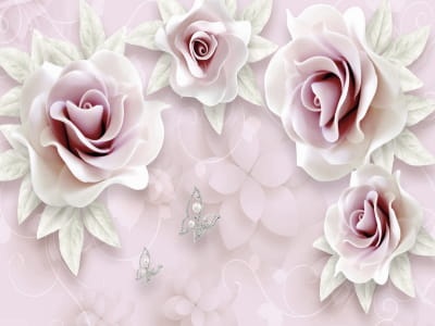 Fototapeta Kremowe róże 3D