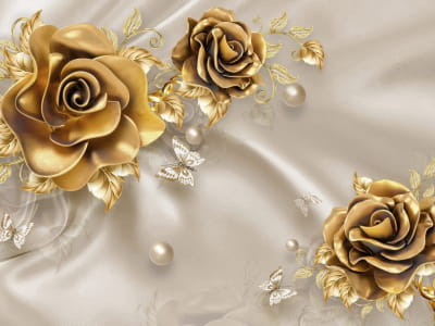 Fototapeta Wspaniałe złote róże 3D