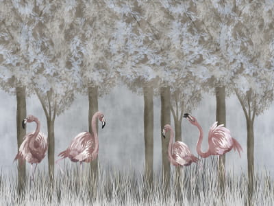 Fototapeta Flamingi w ogrodzie