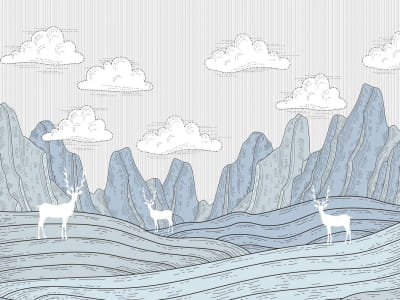 Fototapeta Biały jeleń w górach