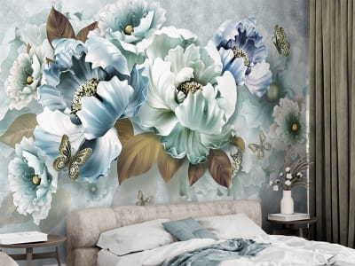Fototapeta Królewskie niebieskie kwiaty 3D