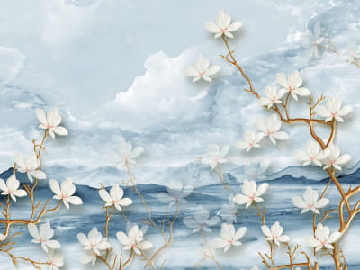 Fototapeta Kwitnąca biała magnolia 3D