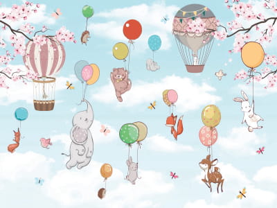 Fototapeta Słodkie zwierzęta na balonach