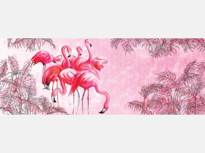 Fototapeta Piękne flamingi, akwarela