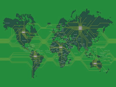 Fototapeta Mapa technologiczna świata