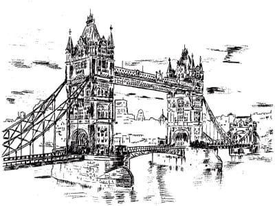 Fototapeta Rysunek mostu wieżowego