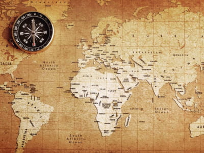 Fototapeta Mapa i kompas