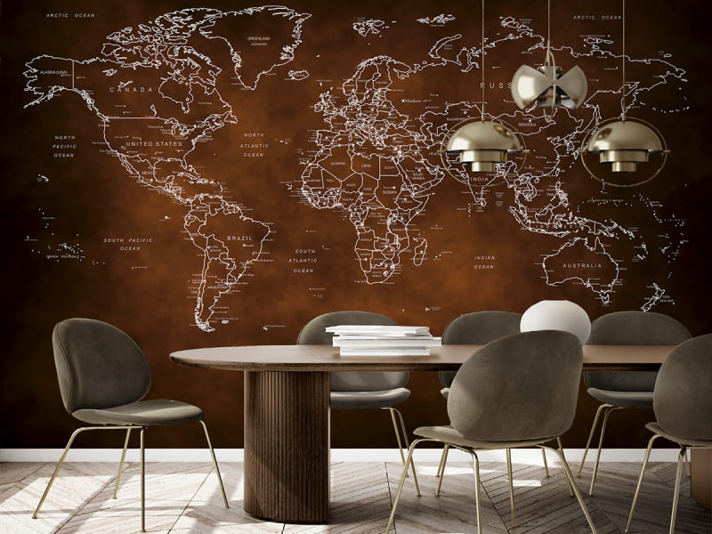 Fototapeta Wzór mapy świata we wnętrzu biura