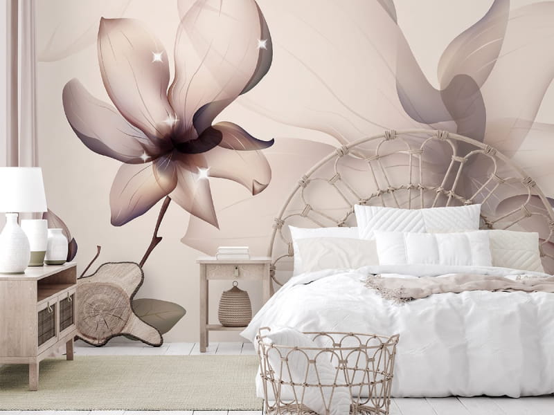 Fototapeta Magnolia grafika we wnętrzu sypialni