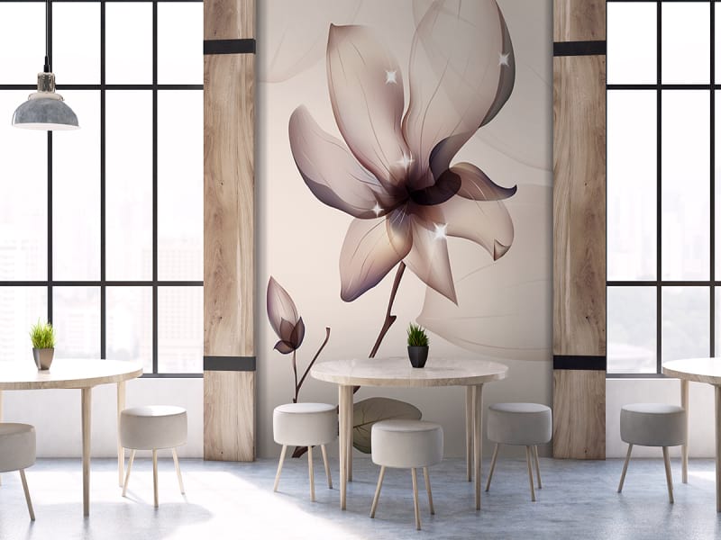 Fototapeta Magnolia grafika we wnętrzu kawiarni