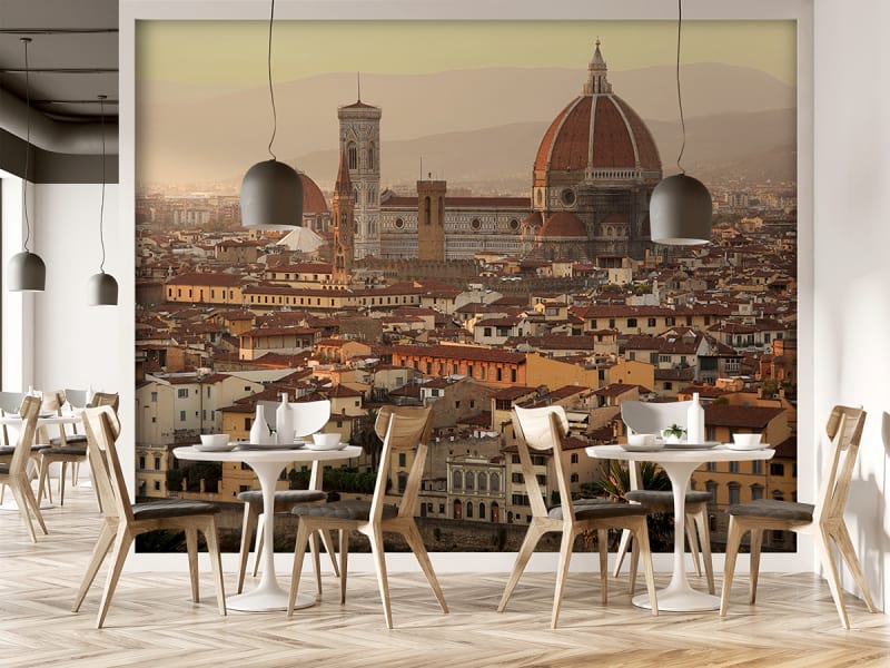 Fototapeta Katedra we Florencji we wnętrzu kawiarni