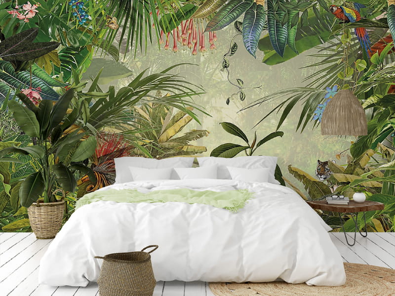 Fototapeta Tropikalny raj we wnętrzu sypialni