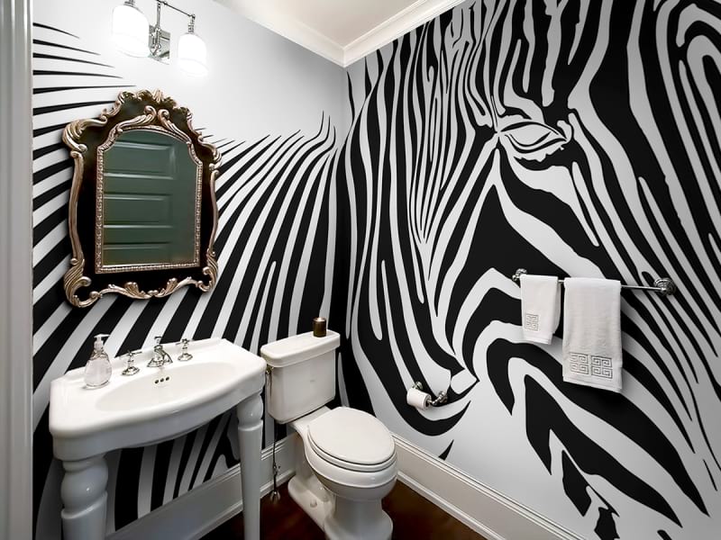 Fototapeta Zebra grafika we wnętrzu łazienki