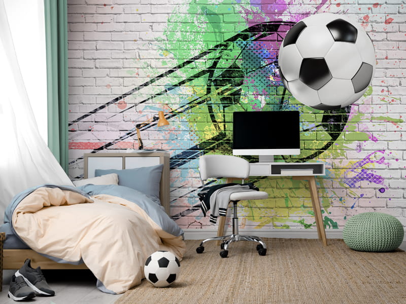 Fototapeta Graffiti piłki nożnej we wnętrzu pokoju nastolatka