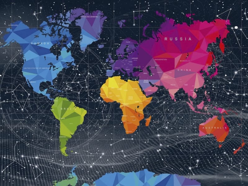 Fototapeta Wielobarwna mapa świata