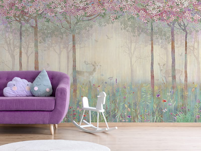 Fototapeta Wiosenny las we wnętrzu pokoju dziecka