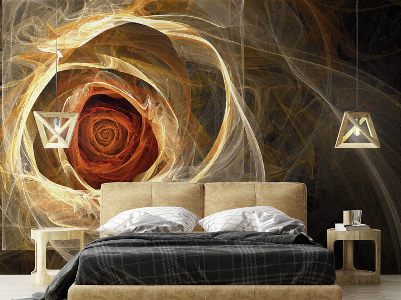 Fototapeta Abstrakcyjna róża we wnętrzu sypialni