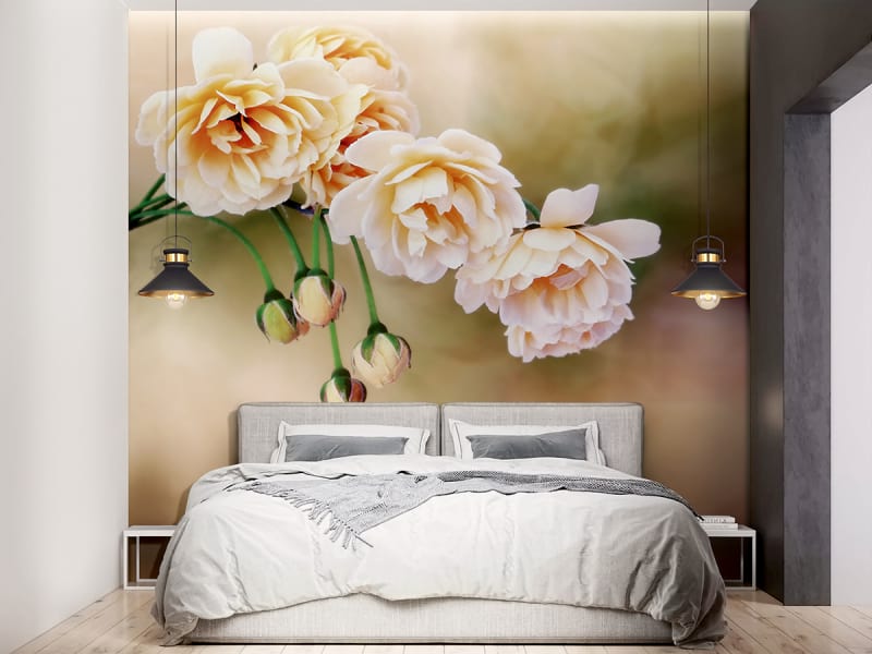 Fototapeta Delikatne kwiaty we wnętrzu sypialni