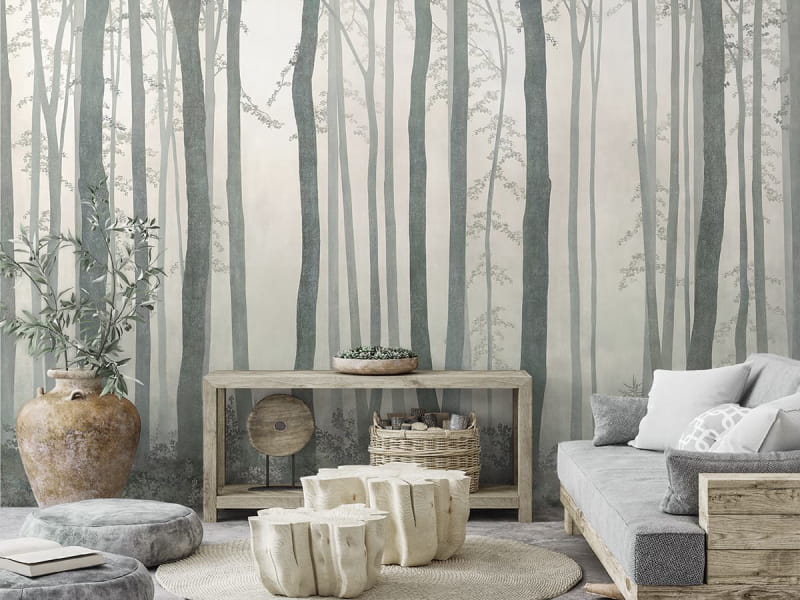 Fototapeta Drzewa we mgle we wnętrzu salonu