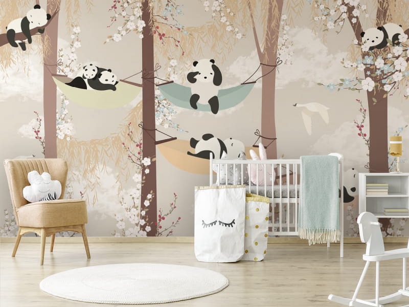 Fototapeta Malowane pandy we wnętrzu pokoju dziecka